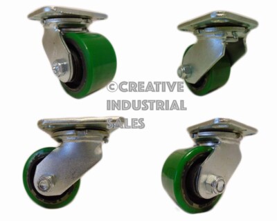 3-1/4'' x 2'' Swivel Caster Low Profile Polyurethane on Steel Hub (4)