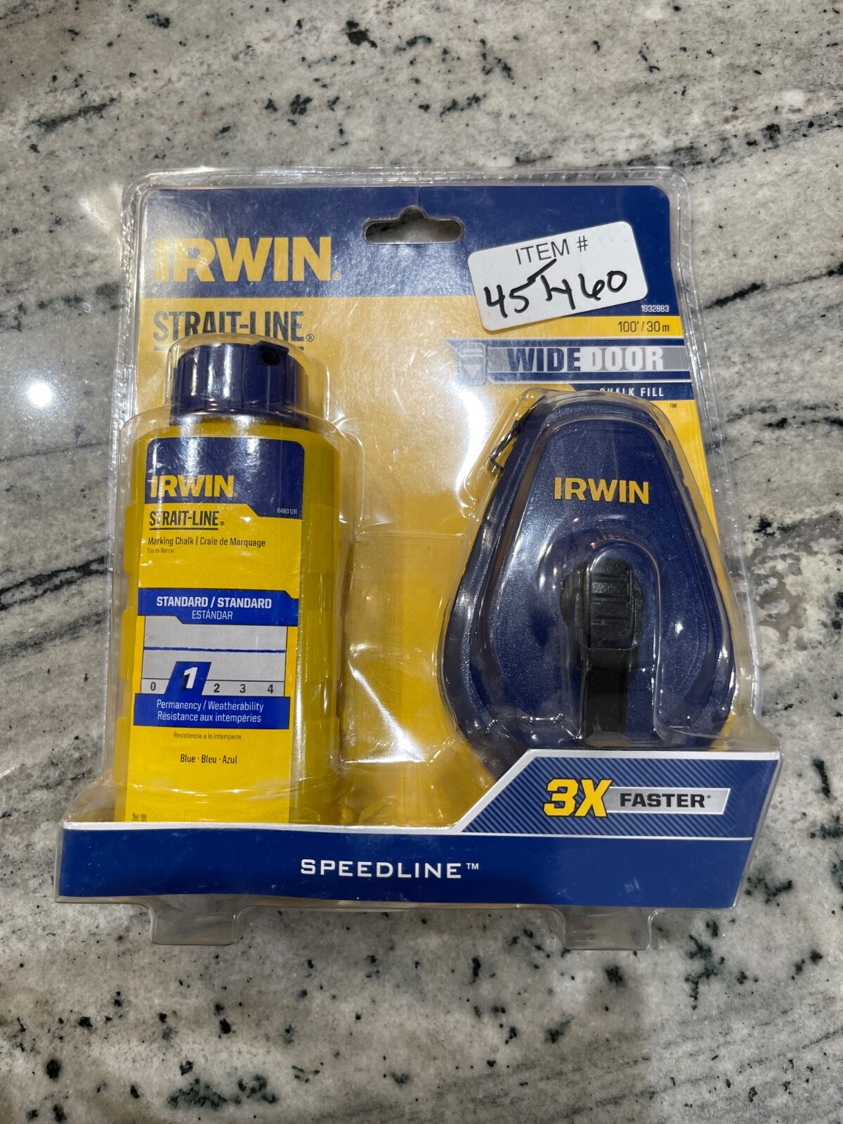 IRWIN STRAIT-LINE, WIDE DOOR CHALK FILL, 3X FASTER, 100 Ft Blue