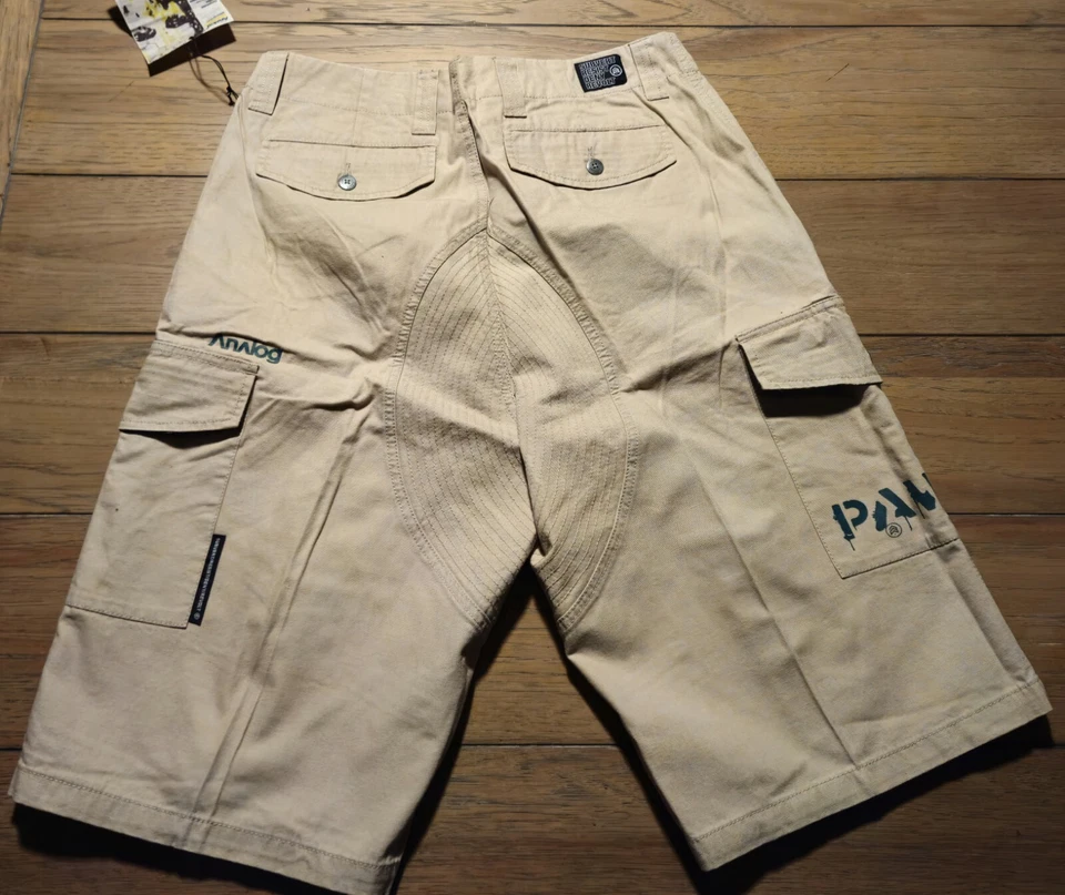 Pantalones Cortos Carga Diseño Analógico Para Hombre Caqui Bolsillos Frontales Planos 33 Foto 2 de 4