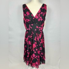 Boston Proper Lost Rose Tea Dress A-Line Sleeveless Black Floral Size 12 NWT