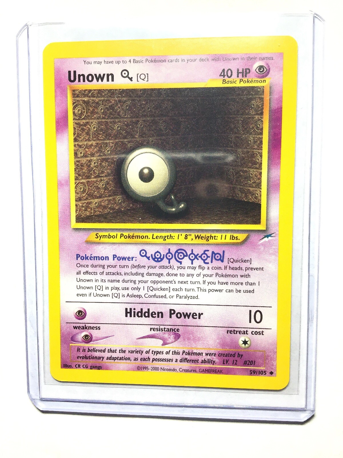 UNOWN Q - 59/105 - Neo Destiny - Uncommon - Pokemon Card - NM
