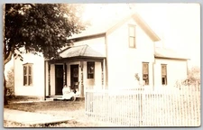 Woman and Children Sitting on Porch - Real Photo 1907-1918 Postcard P8587