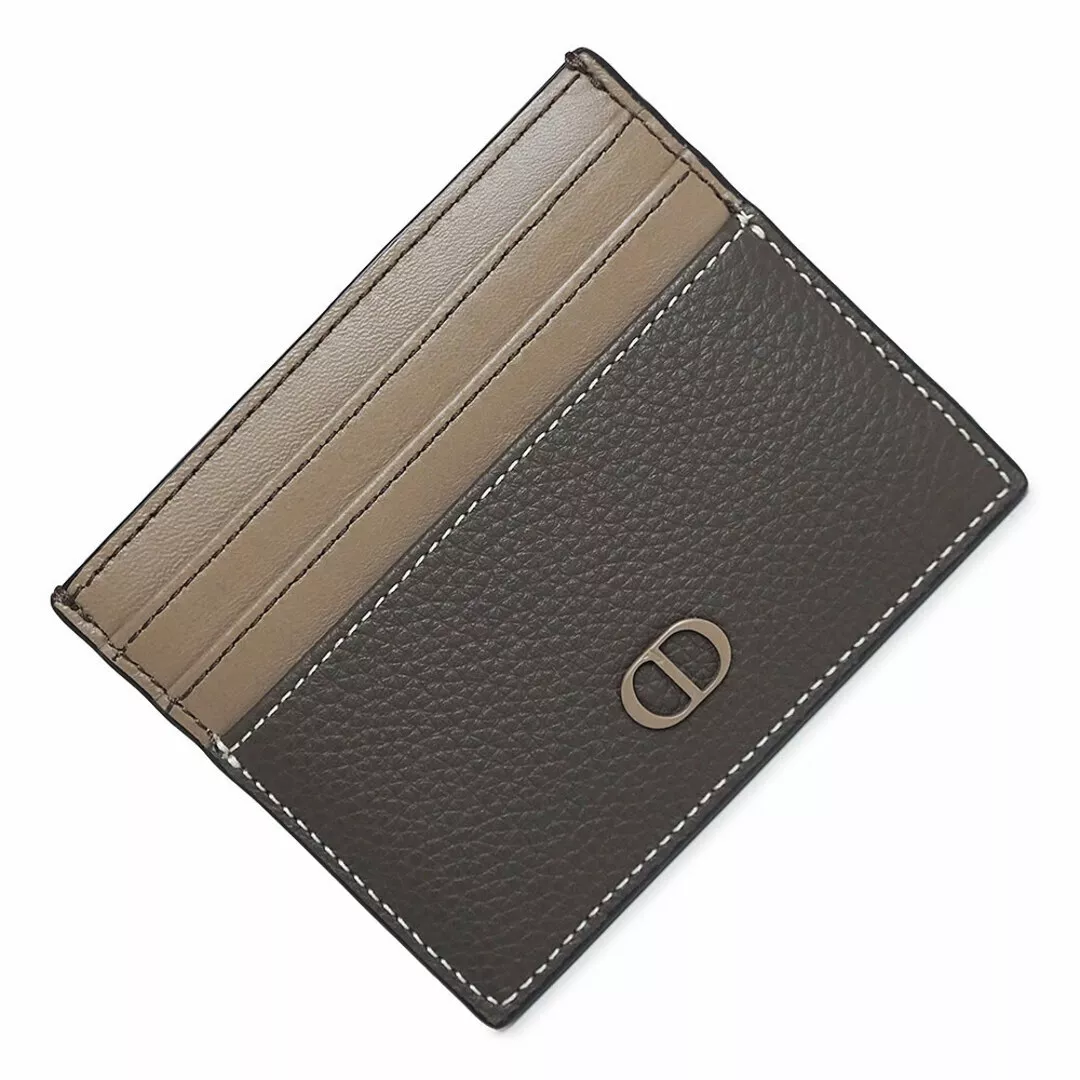 Étui à cartes Christian Dior CD Icon cuir de veau marron ébène