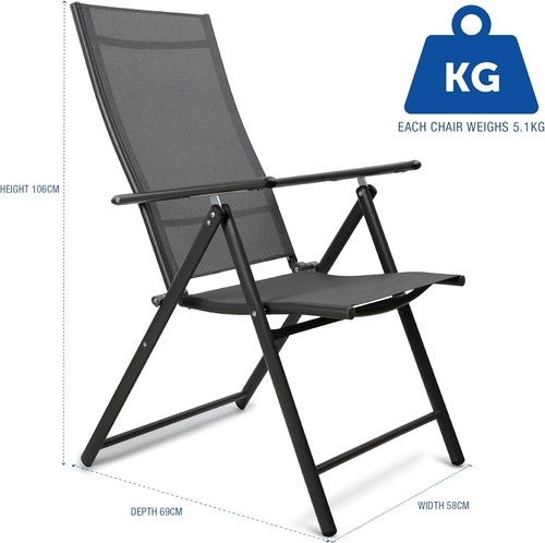 SUNMER Folding Garden Chairs High Back 7 Position Recliner Sun Lounger - Picture 18 of 18