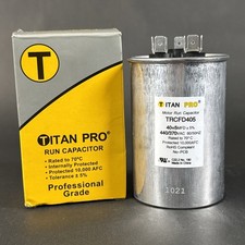 TitanPro TRCFD405 HVAC Round Dual Motor Run Capacitor. 40/5 MFD/UF 440/370 Volts