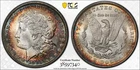 1885 Morgan Silver Dollar PCGS MS63 Rainbow Toning "Captain America Shield"