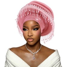 Women Nigerian African Turban Multi-Layer Bonnet Cap Headwear Headtie Tassel Hat
