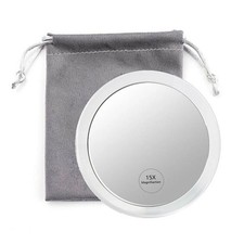 Magnifying Make Up Mirror 15x 6 Inch Round Large View Easy Suction Cup Mount