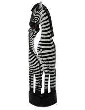 HUGE 24 IN ZEBRA MOTHER BABY WOOD SCULPTURE STATUE AFRICAN WALL ART HAND MADE