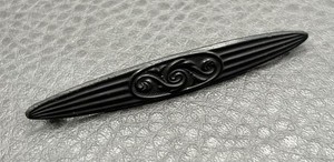 Antique Victorian Mourning Brooch Black Bar Pin Edwardian C-Clasp