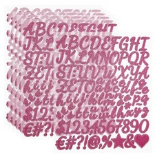 576Pcs 1" Glitter Letter Stickers, 6Sheets Number Stickers, Rose Red