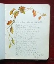 Antique Autograph Album Book Paintings, Drawings, Poetry and Dedications 1896
