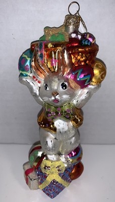 VTG Christopher Radko EGGSTRA PLENTY Easter Bunny EGGS Glass Ornament