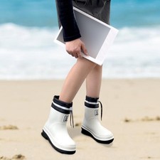 Women Rain Boots Trendy Waterproof Female Footwear Mid Calf Nonslip Rainboots
