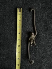 Vintage Cast Iron Monkey S Hook Hanger 9"