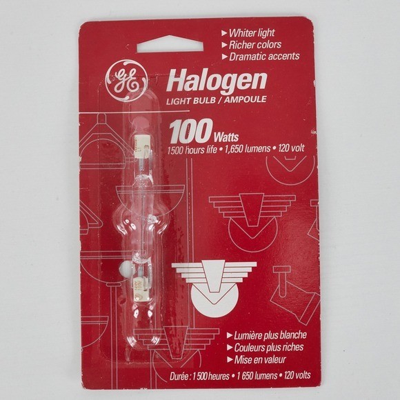 GE Halogen Light Bulb 100 Watts Type T 1500 Hour Life 1650 L