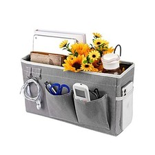 Bedside Caddy/Bedside Storage Bag Hanging Organizer for Bunk and Hospital Grey