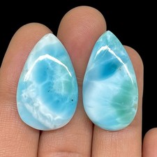Lot De 2 Cabochons Larimar