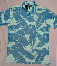 Adidas Golf Mens Large Green Tropical Leaf Print Performance Polo Shirt