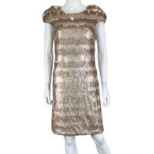 VERA WANG NWT Gold Sequin Cocktail Dress Size M I0357