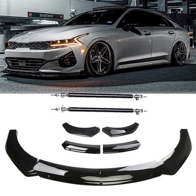 For KIA K5 Front Bumper Lip Spoiler With Strut Rod Gloss Black Body Kits ABS