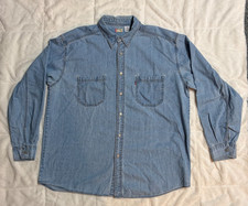 Vintage Levi's Red Tab Blue Denim Button Down Shirt Men XL Metal Buttons XPL 423