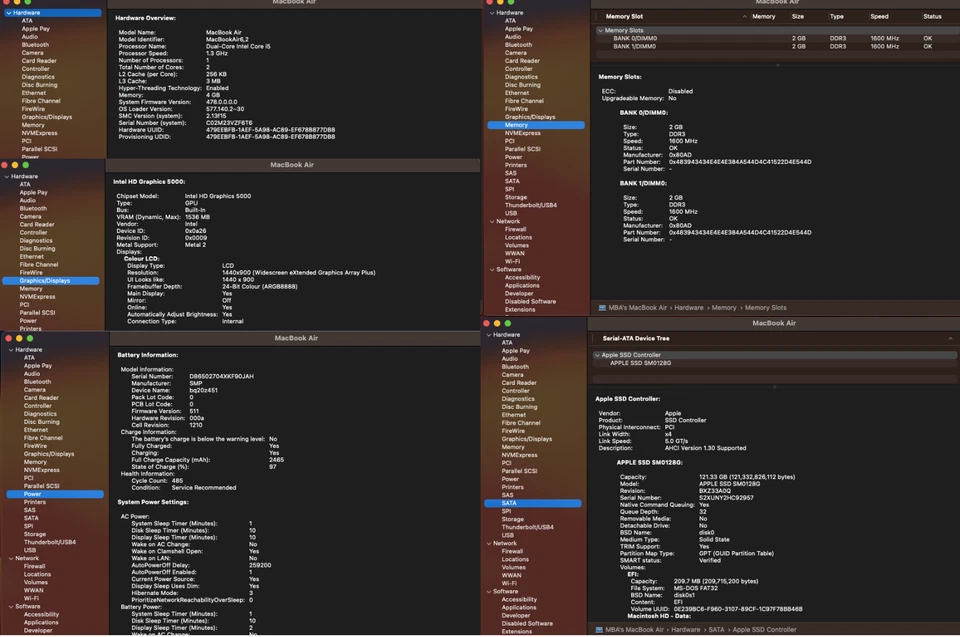 Apple MacBook Air A1466 (13 inch 2013) 4GB RAM, SSD - MacOS Ventura - Image 3 of 4