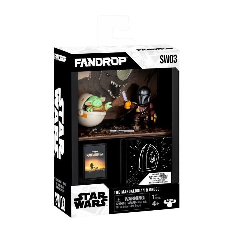 Mandalorian figurine Star Wars avec Grogu en vitrine idee cadeau pour fan