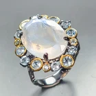 Handmade 12 ct+ Natural Moonstone Ring 925 Sterling Silver Size 8.5 /R462731
