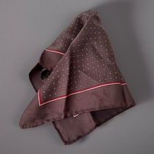 Brown Polka Dot Silk Pocket Square Polka Dot Pattern Hand-Rolled England 