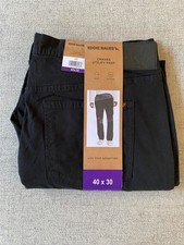 NEW Men's Eddie Bauer Stretch Ultra Durable Canvas Utility Pant, Black, 40 x 30