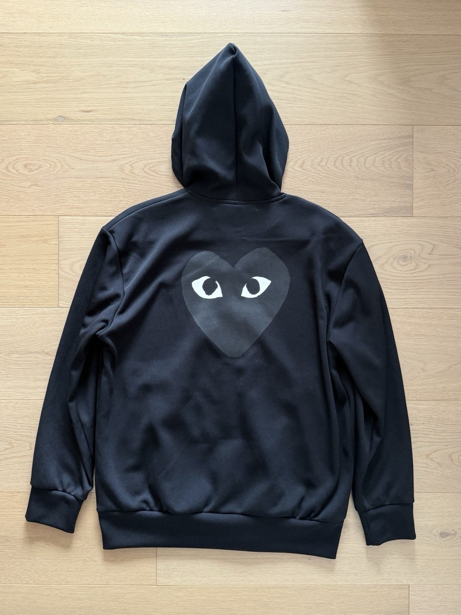Comme des Garçons PLAY Men's Size XL Full Zip Heart Hoodie Black