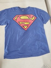 Superman T-Shirt Mens Sz L DC Comics Classic Logo Blue
