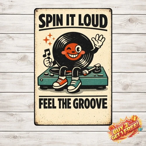 New ListingPlay It Twice Vintage Vinyl Record 8x12 Metal Tin Sign Decor