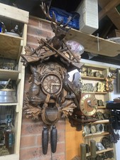 Antique Black Forest Hunter Huge 80cm Cuckoo Clock In Working Order,8 Days!