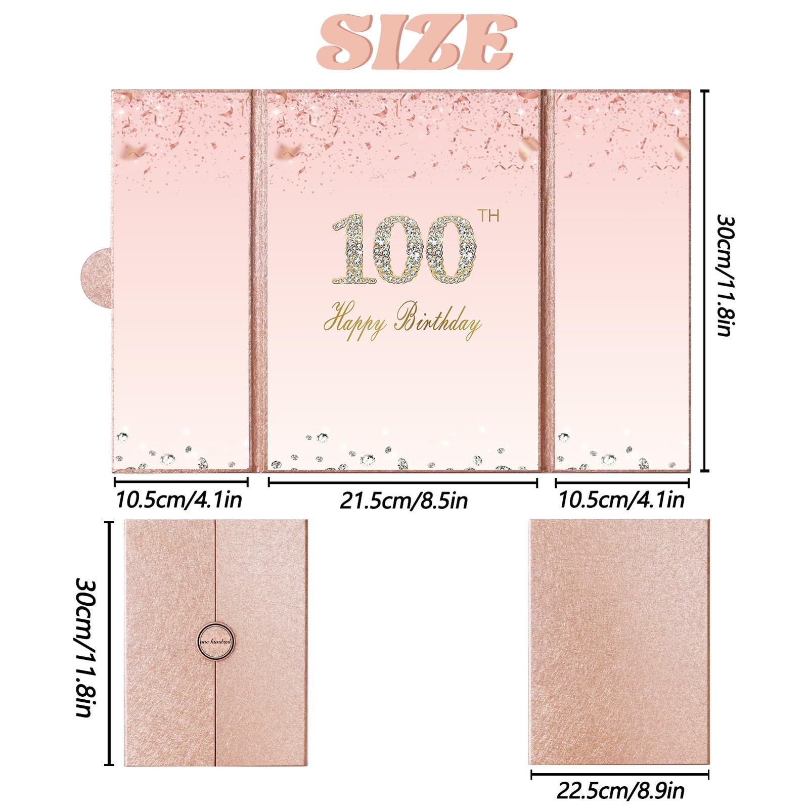 как выглядит Crenics Rose Gold 100th Birthday Guest Sign in Book 12" x 18" фото