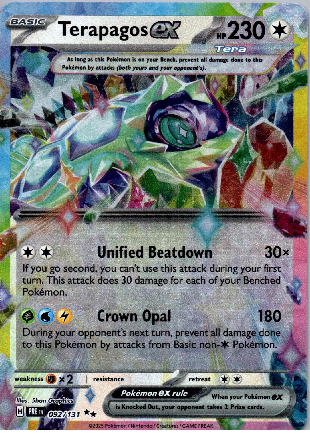 Terapagos ex - - Double Rare - SV: Prismatic Evolutions - 092/131 - NM - Holo