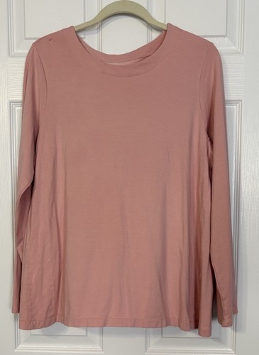 J Jill Luxe Supima Forward Seam Tunika Gr. M rosa langarm lässig weich bequem