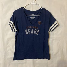 Women s Chicago Bears V Neck Short Sleeve Tshirt NFL Distressed Size Large