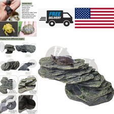 Durable Tortoise Climbing Ramp with Lifelike Rock Design for Amphibians 6 Inch
