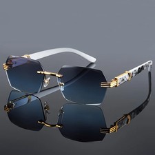 Rimless Square Sunglasses UV400 Gradient Lightweight Travel Outdoor Glasses
