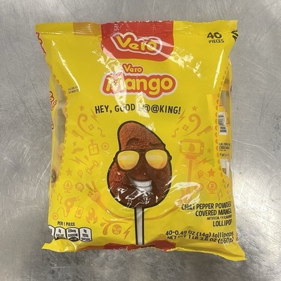Vero Chili Pepper Powder Covered Mango Lollipops 40 Pack 560g Mexican Candy