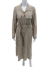 Zara Women Shirt Dress Beige Collared Long Sl...
