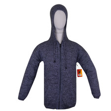 MEN HANDMADE ANDEAN ALPACA SOLID GRAY ZIP HOODIE SWEATER SZ L