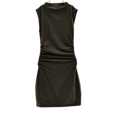 Quince Women Stretch Cotton Jersey Mock Neck Mini Dress Kalamata Olive XS