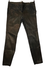 NWT Roberto Cavalli Women's Black Leather Pants 48