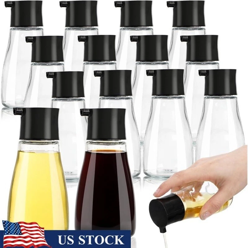 Small Glass Soy Sauce Dispenser 6oz Leakproof Oil Bottle Control Flow Set New