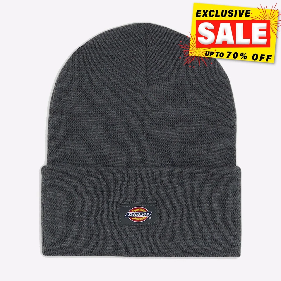 Dickies Acrylic Cuffed Mens Designer Fashion Beanie Charcoal