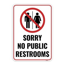1PC No Public Restroom Signs For Business, 10 x 7 Inches - Aluminum - Sorry B...