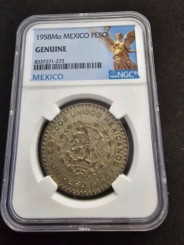1958Mo Mexico PESO Silver NGC Genuine - Crusty Toned & Original